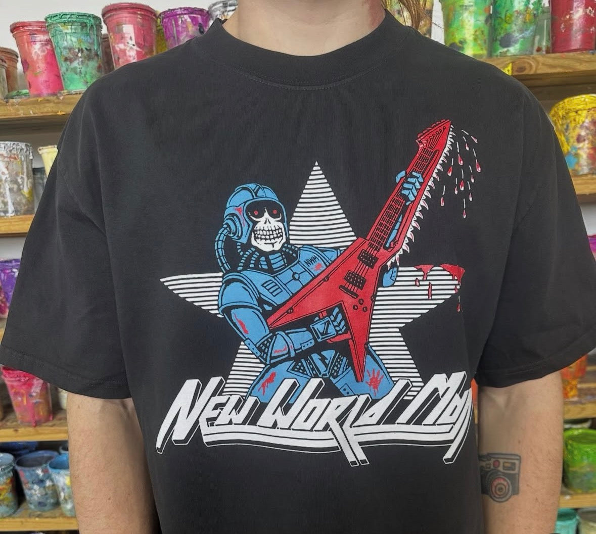 New World Man Guitar Chainsaw Shirt